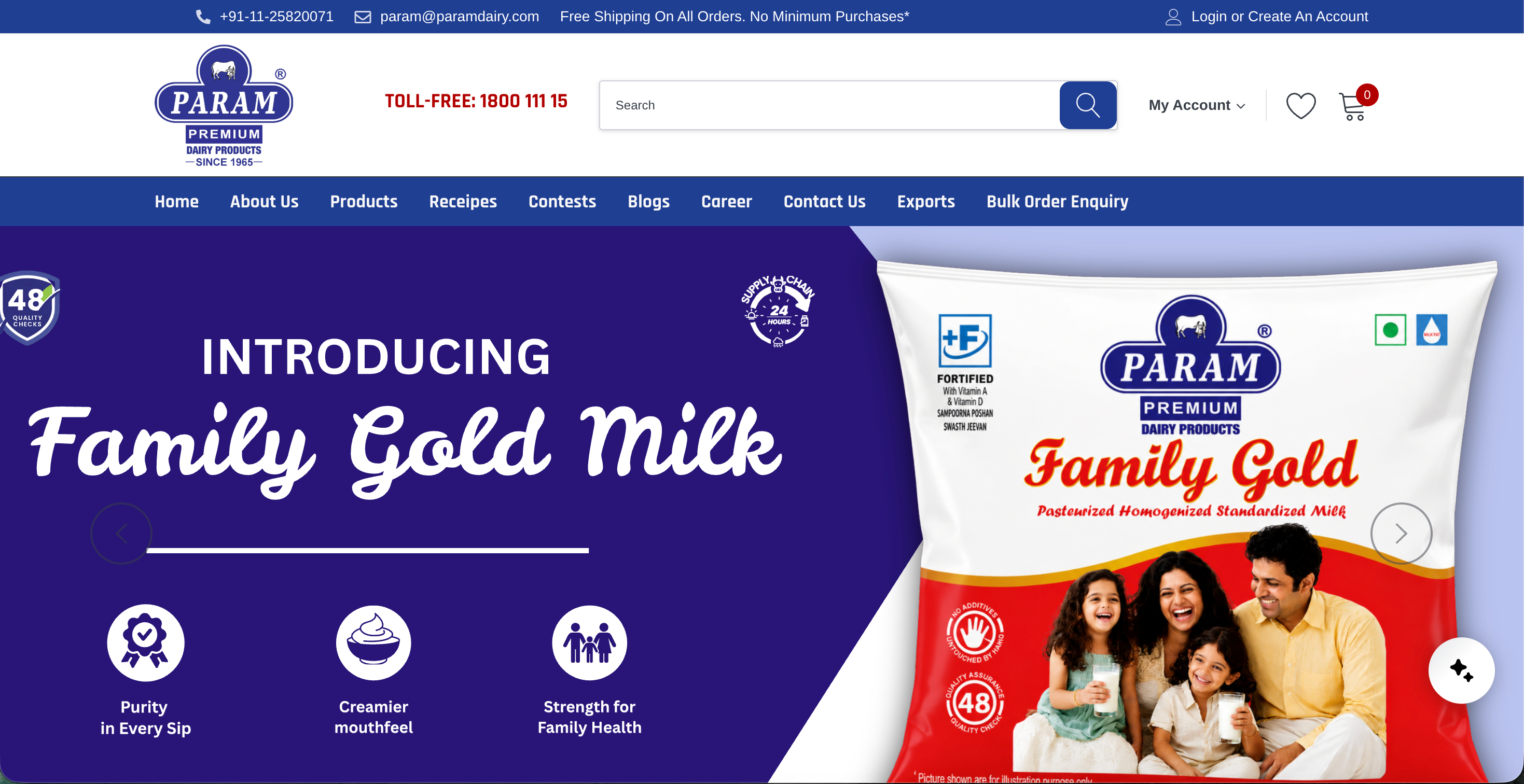 Param Dairy website screenshot